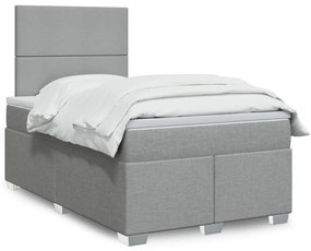 Cama com molas/colchão 120x200 cm tecido cinza-claro