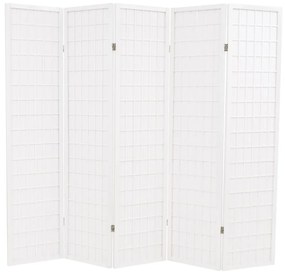 vidaXL Biombo dobrável com 5 painéis estilo japonês 200x170 cm branco