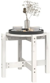 Mesa de centro Ø 52,5x45 cm madeira de pinho maciça branco