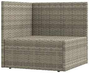 6 pcs conjunto lounge de jardim c/ almofadões vime PE cinzento