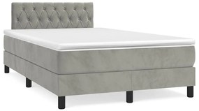 Cama box spring colchão LED 120x190 cm couro artif. cinza-claro