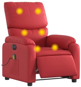 Poltrona massagens reclinável elétrica couro artif. vermelho