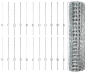 Cerca de Fio Soldado com 22 Postes U Prata 0.6x50 m Aço