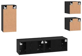 Conjunto de móvel de TV 5 pcs Carvalho preto Madeira processada