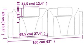 Almofadão de cabeceira 160 cm couro artificial preto e branco