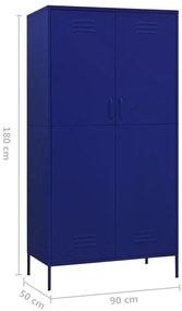Roupeiro 90x50x180 cm aço azul-marinho
