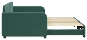 Sofá-cama com gavetão 90x200 cm veludo verde-escuro