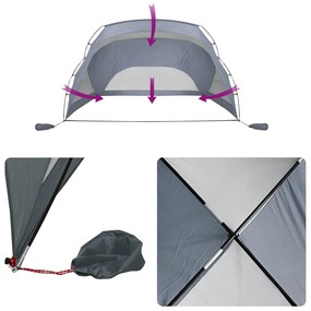 Tenda de praia 274x178x170/148 cm poliéster 185T cinzento