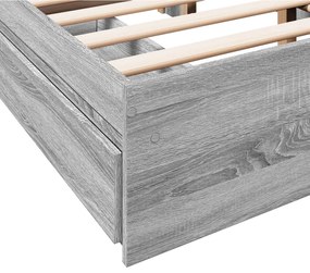 Estrutura de cama c/ gavetas derivados madeira cinza sonoma