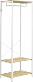 Guarda roupa aberto com varão e 2 prateleiras para sapatos 60 x 40 x 167,5 cm Aspecto de madeira clara e metal branco