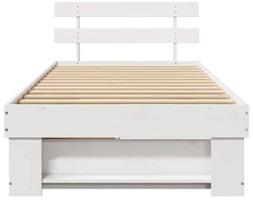 Estrutura da Cama Branco 90 x 200 cm Madeira de Pinheiro Sólido