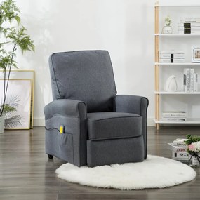 vidaXL Poltrona de massagens tecido cinzento-escuro