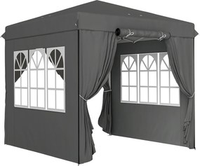 Outsunny 2,5 x 2,5 m Pavilhão pop-up com paredes laterais e bolsa de transporte, UPF50+ tenda de jardim com altura ajustável, Cinzento escuro | Aosom Portugal