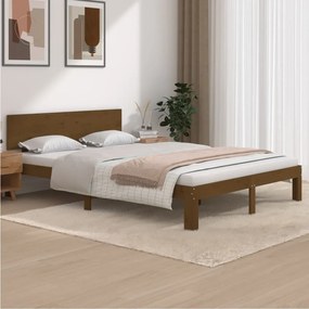 vidaXL Estrutura de cama 140x190 cm pinho maciço castanho-mel