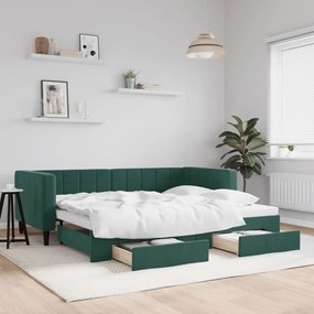 vidaXL Sofá-cama c/ gavetão e gavetas 80x200cm veludo verde-escuro