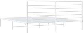 Estrutura de cama com cabeceira 193x203 cm metal branco