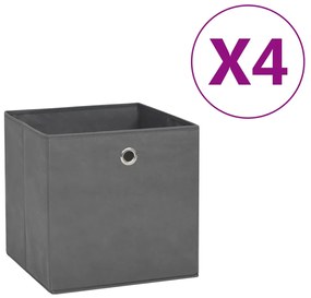 Caixas arrumação 4 pcs 28x28x28 cm tecido-não-tecido cinza