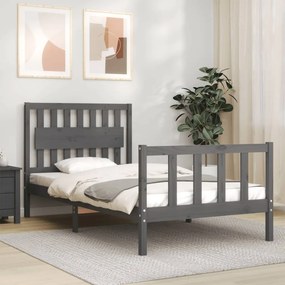 Estrutura de cama com cabeceira 100x200cm madeira maciça preto