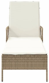 Espreguiçadeira Bege e creme Vime PE 157 x 55 x 92 cm Dobrável