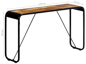 Mesa consola 140x35x76 cm madeira de mangueira maciça áspera