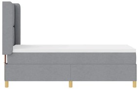 Cama Box Spring vidaXL com Colchão &amp; Luz LED Cinza Claro 80x200 cm Tec