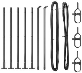 Conjunto de Postes de Cerca Manual 7 pcs Cinzeto Ø32mm 160 cm
