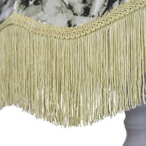 Candeeiro de pé preto com abajur floral e interior branco 45cm - Classico