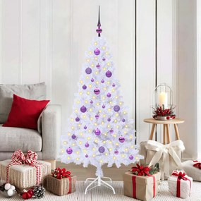 vidaXL Árvore de Natal Artificial com 150 LEDs Branco 150 cm PVC e Aço