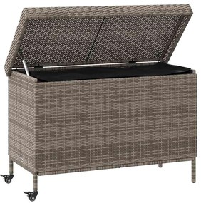 Caixa de arrumação com rodas 110x55x73 cm vime PE cinzento