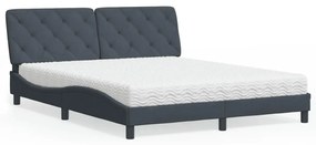 Cama com colchão 160x200 cm veludo cinzento-escuro