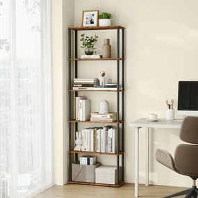 Estante com 6 prateleiras 23,8 x 60 x 173,4 cm Montagem super rápida sem ferramentas castanho-preto