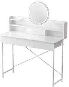 Toucador com Espelho e Luz LED – Cascais – 100x40x126 cm – 4 Gavetas +
