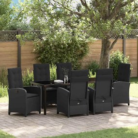 vidaXL Conjunto de Jantar de Jardim 7 peças com Almofadas - Rattan Preto