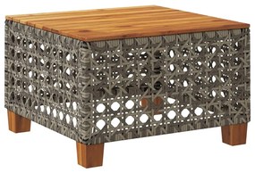 Mesa de jardim 55x55x36 cm vime PE e madeira de acácia cinzento