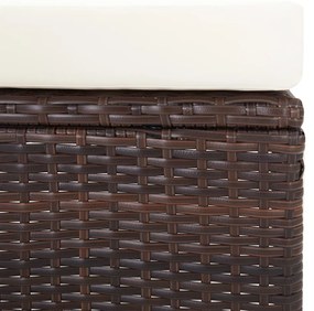3 pcs conjunto lounge jardim c/ almofadões vime PE castanho