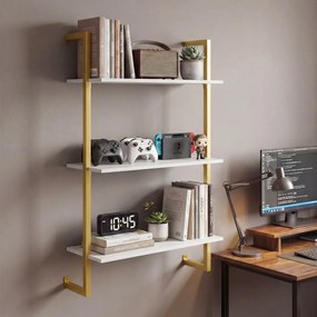 Prateleira suspensa 53 x 23 x 90 cm de 3 níveis para parede, pronta a montar, para cozinha, balcão de café, arrumação suspensa para sala, escritório e