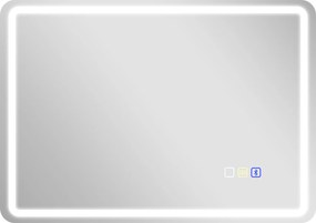 HOMCOM Espelho de banheiro com iluminação LED, pad antiembaçante, 3 cores ajustáveis, cor prateada | Aosom Portugal