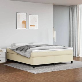 vidaXL Estrutura de cama com molas 180x200 cm couro artificial cor creme