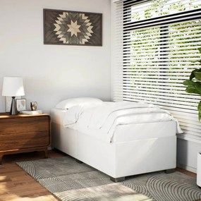 Estrutura de cama 90x190 cm couro artificial branco