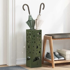 vidaXL Suporte para Guarda-Chuva Verde-Azeitona Metal Médio