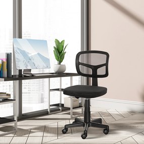 Cadeira de Escritório Operativa Giratória 360° com Altura Ajustável Suporte Lombar 43x48x77,5-89,5cm Preto