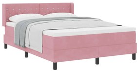 Cama Box Spring Rosa com Colchão 160x200 cm de Veludo