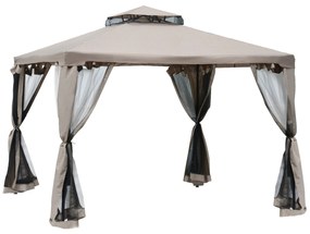 Outsunny Pérgola de Jardim 3x3m com Duplo Teto e Telas Mosquiteiras - Ventilação, Drenagem, para Festas e Pátio | Aosom Portugal