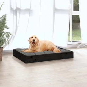 Cama para cães 71,5x54x9 cm madeira de pinho maciça preto
