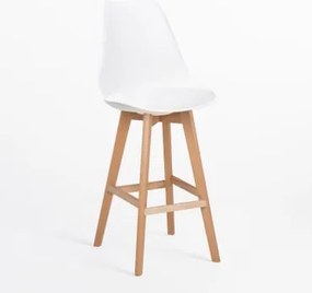 Banco Alto Nórdico Com Almofada De Couro Sintético Branco & ↑75 Cm - Sklum