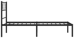 Estrutura de cama com cabeceira 90x190 cm metal preto