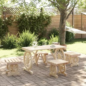vidaXL 5 pcs conjunto de jantar p/ jardim madeira de abeto maciça