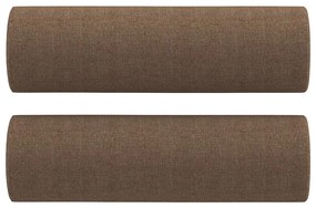 3 pcs conjunto de sofás com almofadas tecido castanho