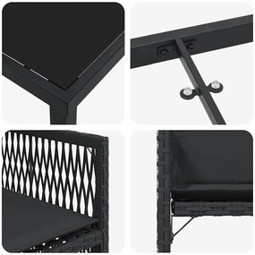 Conjunto de Jantar para Jardim com 5 Peças e Almofadas Preto Poli Ratt