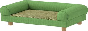 Sofá para cães e gatos, cama elevada, assento com tapete fresco, braços, em veludo macio, 63 x 41 x 17 cm, verde